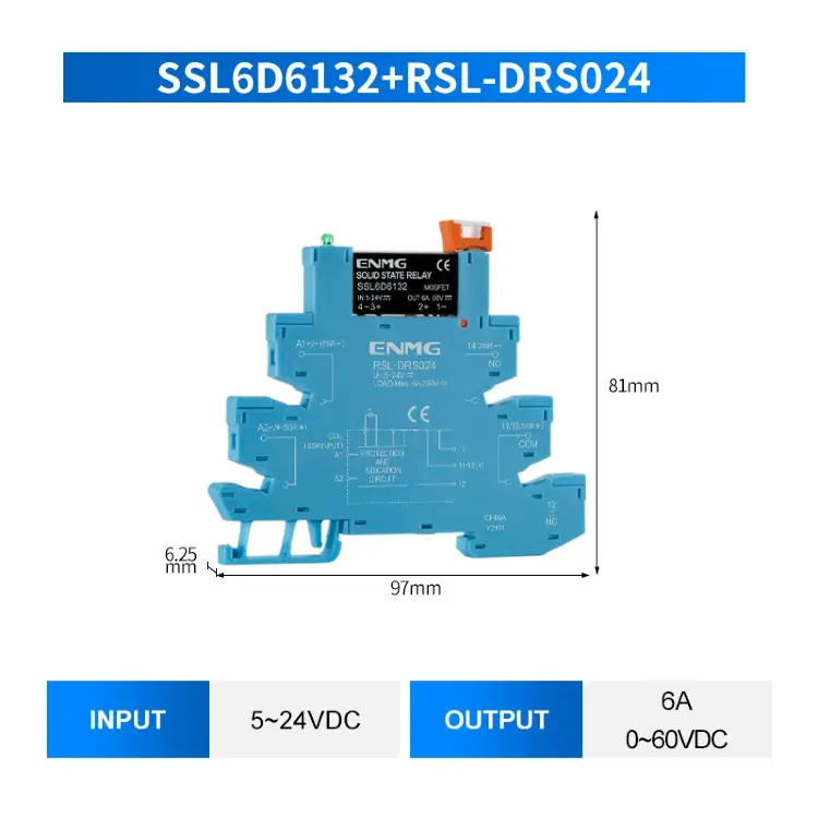 Релейный модуль на DIN-рейку SSR 6А 2А DC24V AC220V