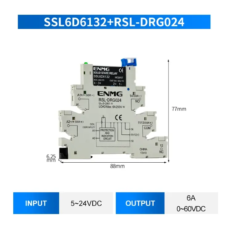 Релейный модуль на DIN-рейку SSR 6А 2А DC24V AC220V