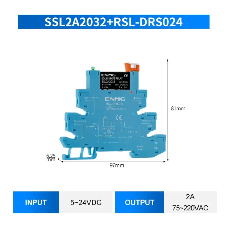 Релейный модуль на DIN-рейку SSR 6А 2А DC24V AC220V