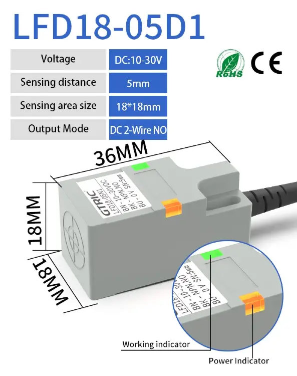 Индуктивный датчик приближения GTRIC SN04 квадратный NPN PNP 5мм IP67 10-30В