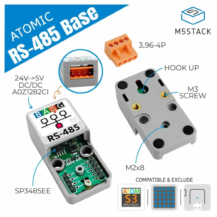 Преобразователь ATOMIC RS485 M5Stack Base TTL-RS485