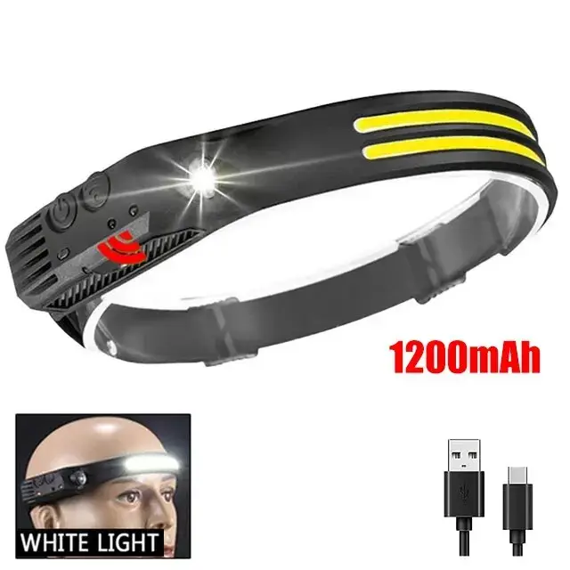 COB светодиодный налобный фонарь с датчиком движения USB