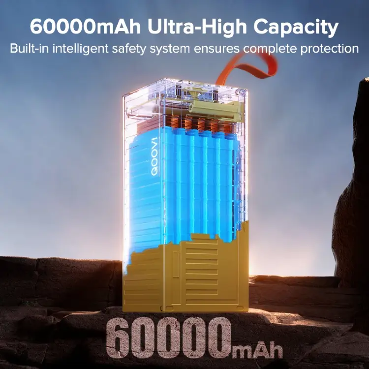 Портативный аккумулятор QOOVI 60000 мАч с быстрой зарядкой 22,5 Вт