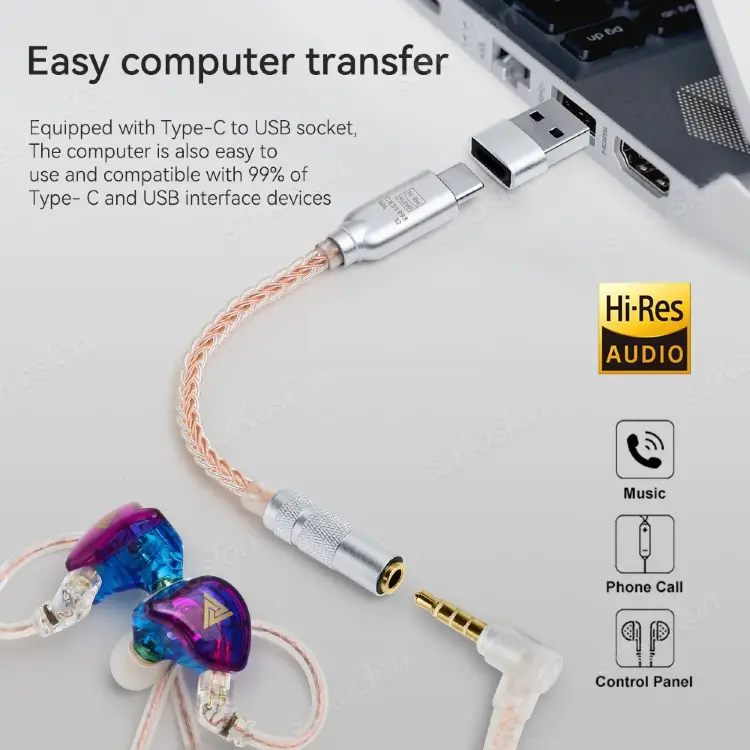 ЦАП Hi-Fi усилитель для наушников USB Type-C на 3,5 мм