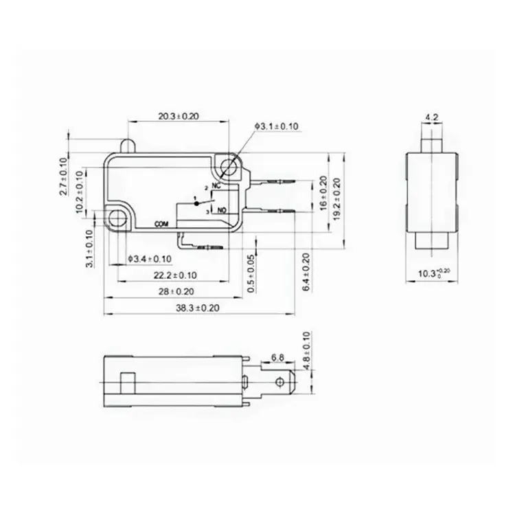 Микропереключатель V-15-1C25 (10 шт.), контактный переключатель с серебряной точкой