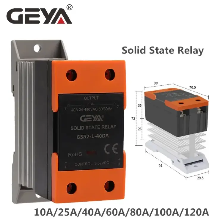 Твердотельное реле GEYA GSR2-1 SSR DIN Rail 10A-120A DC управление AC