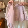 Детский костюм корейского стиля с бантом: куртка и брюки