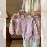 Детский костюм корейского стиля с бантом: куртка и брюки
