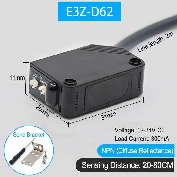 Фотоэлектрический датчик E3Z-D61, D81, D62, D82, T61, T81 диффузный 10-500см