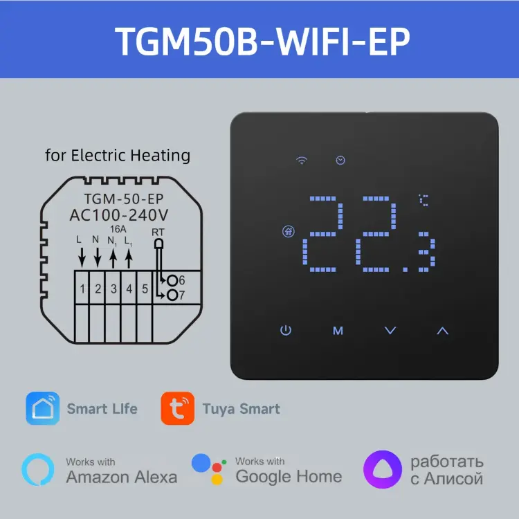 Beok Tuya Wi-Fi комнатный термостат TGM50-WIFI для отопления с голосовым управлением