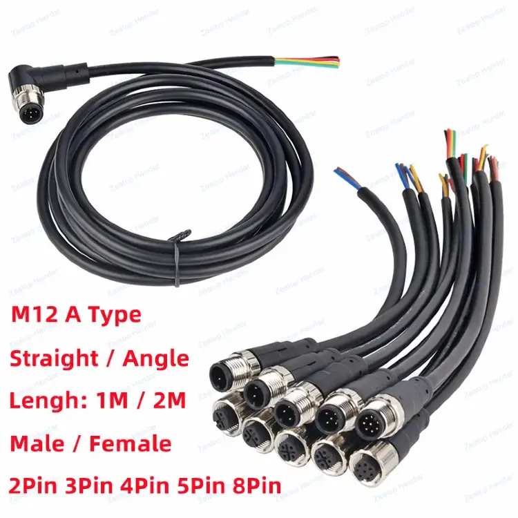 Разъем датчика M12 типа A прямой/угловой кабель IP67