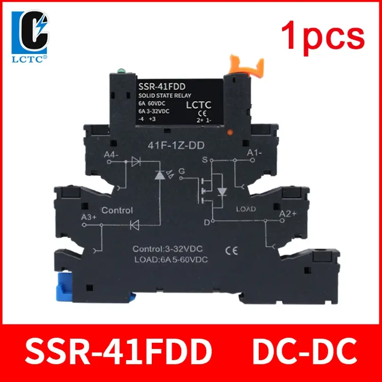 Твердотельное реле SSR-41FDA/DD на DIN-рейку, 6A, 3-32В DC/24-250В AC