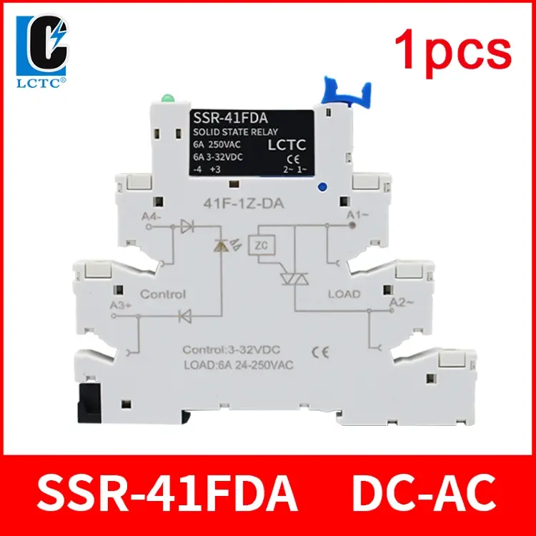 Твердотельное реле SSR-41FDA/DD на DIN-рейку, 6A, 3-32В DC/24-250В AC