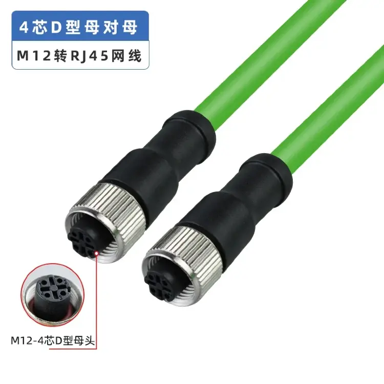 Соединительный кабель M12 D-тип на RJ45, 4-контактный, водонепроницаемый