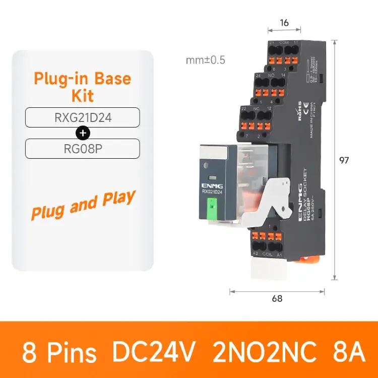 Силовое реле ENMG RXG 12А DIN 24В DC/220В AC