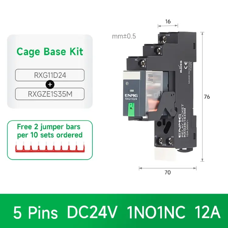 Силовое реле ENMG RXG 12А DIN 24В DC/220В AC