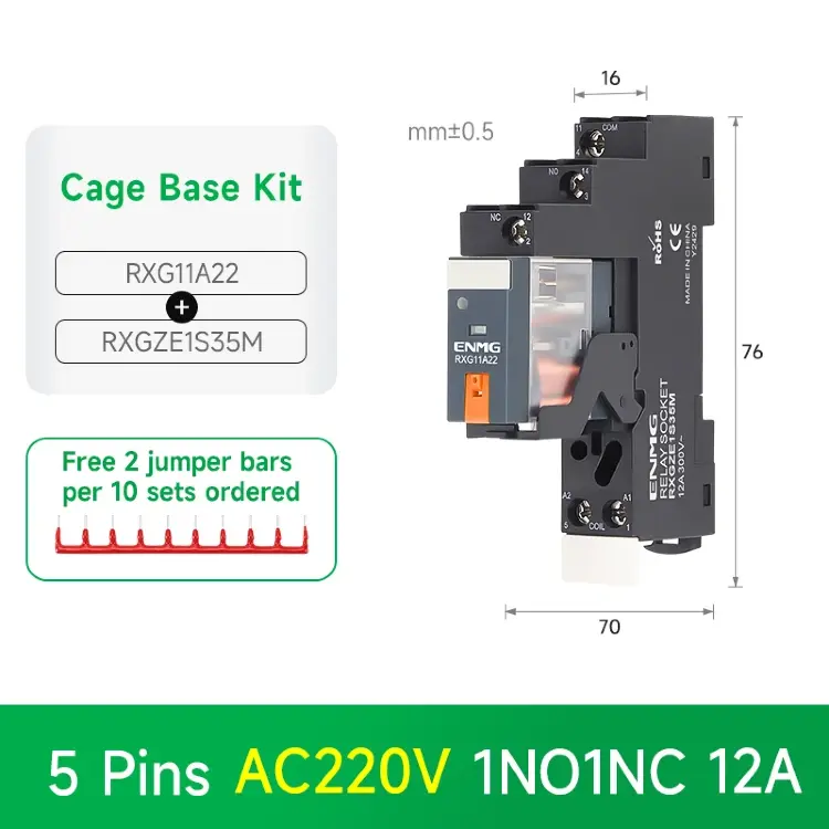 Силовое реле ENMG RXG 12А DIN 24В DC/220В AC