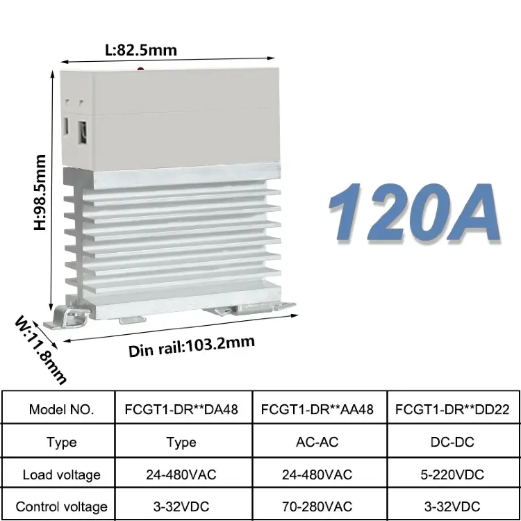 Однофазное твердотельное реле SSR 10A 25A 40A 60A 80A 100A DIN-рейка