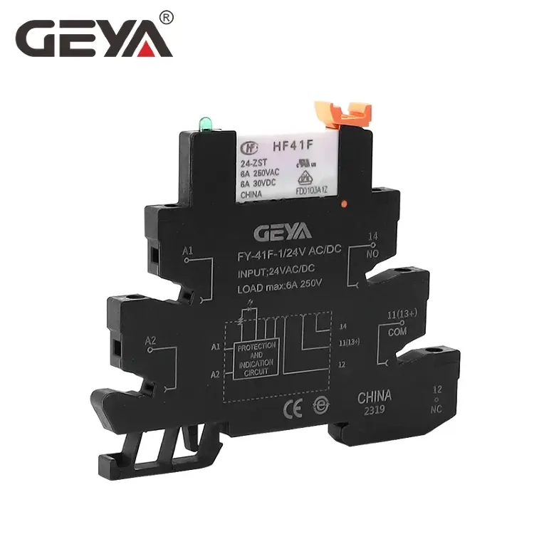 Релейный модуль GEYA HF-41F на DIN-рейку 12В 24В 48В 110В 230В 6,2мм (10 шт)