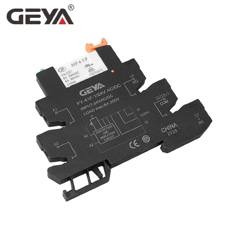 Релейный модуль GEYA HF-41F на DIN-рейку 12В 24В 48В 110В 230В 6,2мм (10 шт)