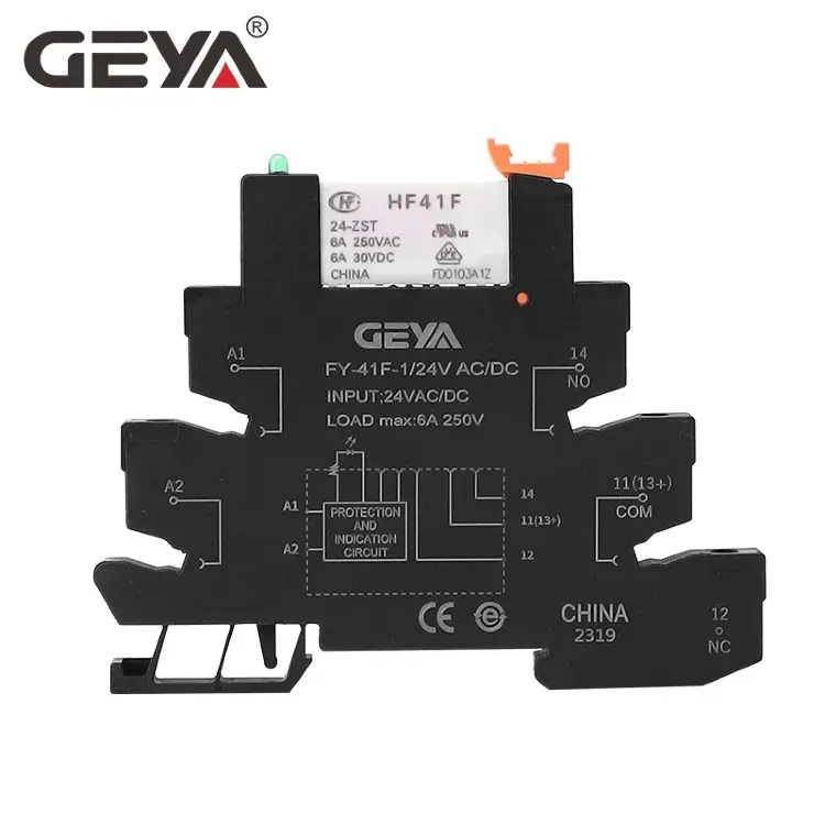 Релейный модуль GEYA HF-41F на DIN-рейку 12В 24В 48В 110В 230В 6,2мм (10 шт)