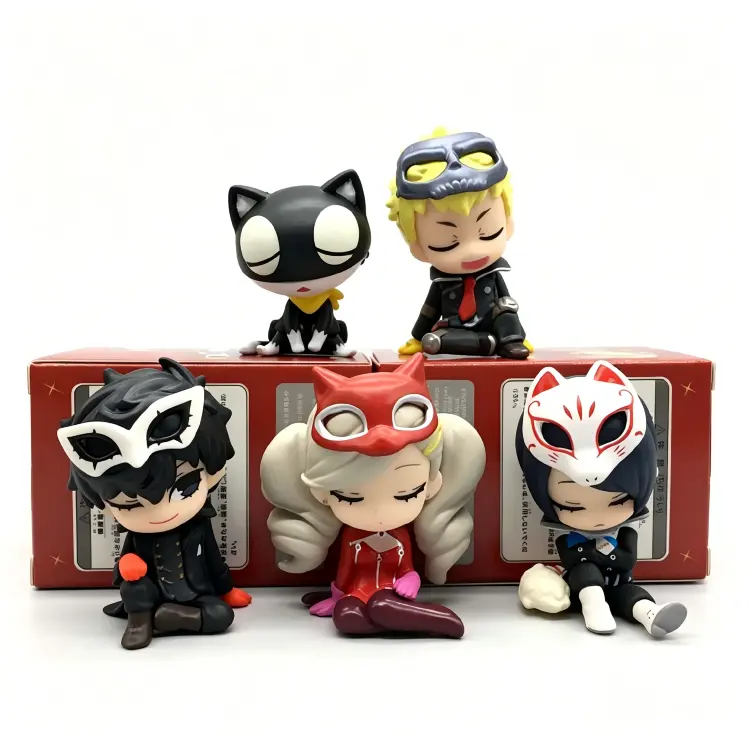 В наличии: Коллекционные фигурки Blind Box Toy P5 Royal Edition - Спящие персонажи, сидящие друг к другу: Джокер, Мона, Скелет, Пантера, Лиса