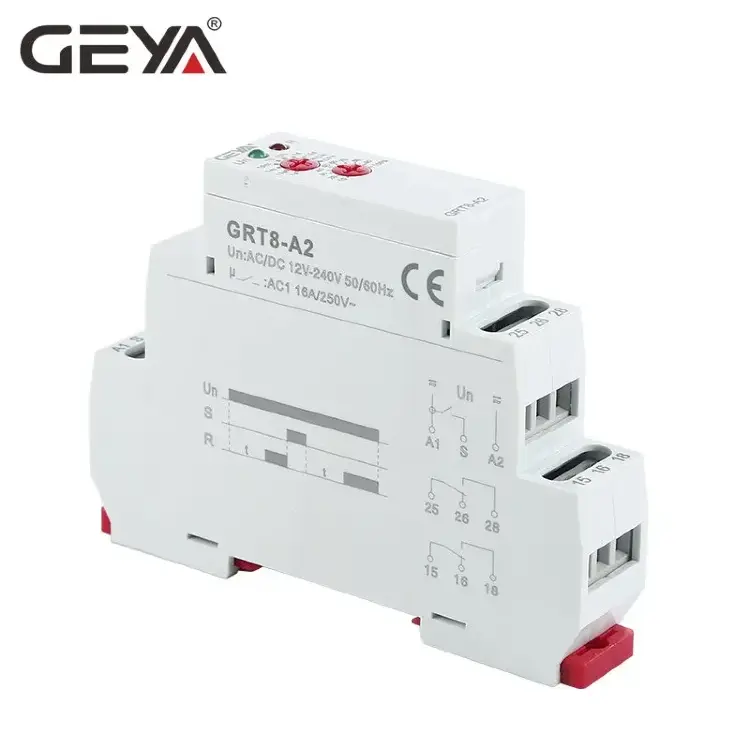 Реле времени задержки GEYA GRT8-A 12В 24В 230В на DIN-рейку